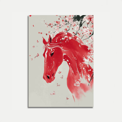 Red Stallion Cherry Blossom Poster