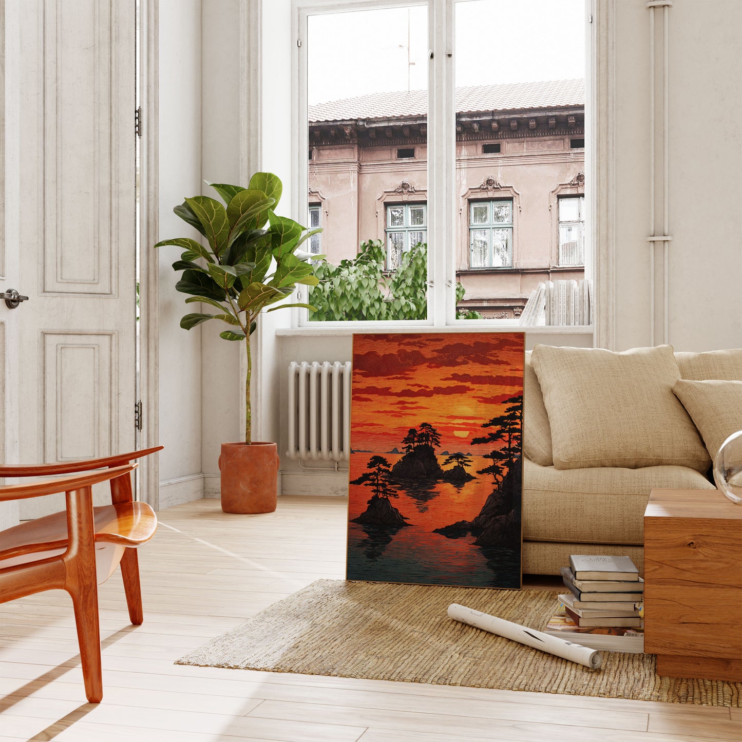 Affiche Paysage Coucher de Soleil Asiatique