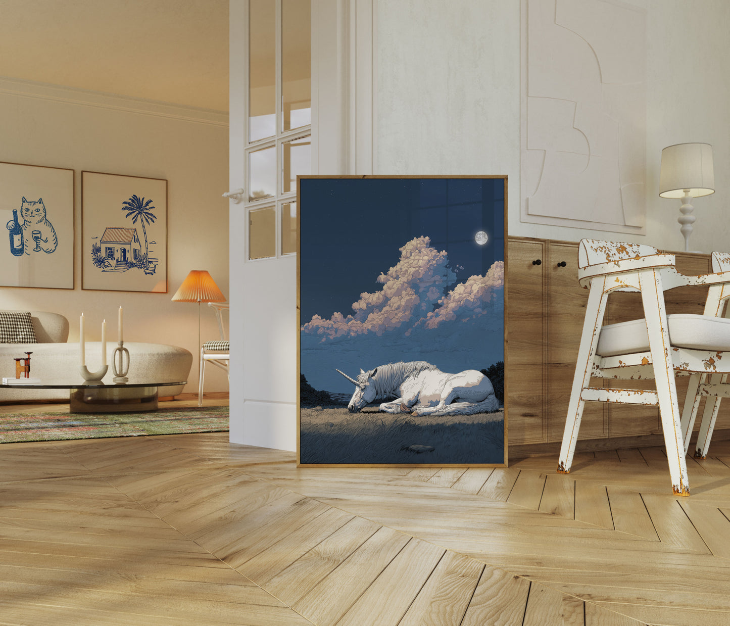 Sogni di Unicorno al Chiaro di Luna Poster