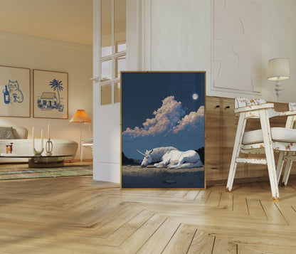 Sogni di Unicorno al Chiaro di Luna Poster