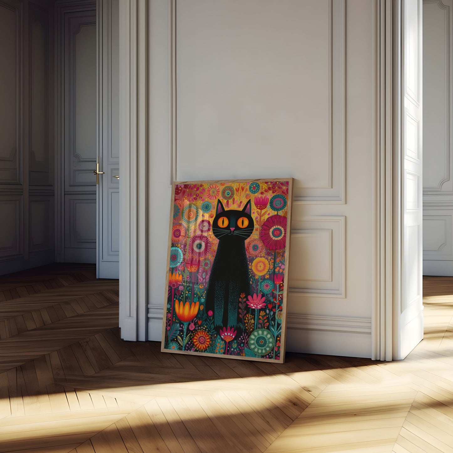 Poster Fiori Giardino Gatto Nero