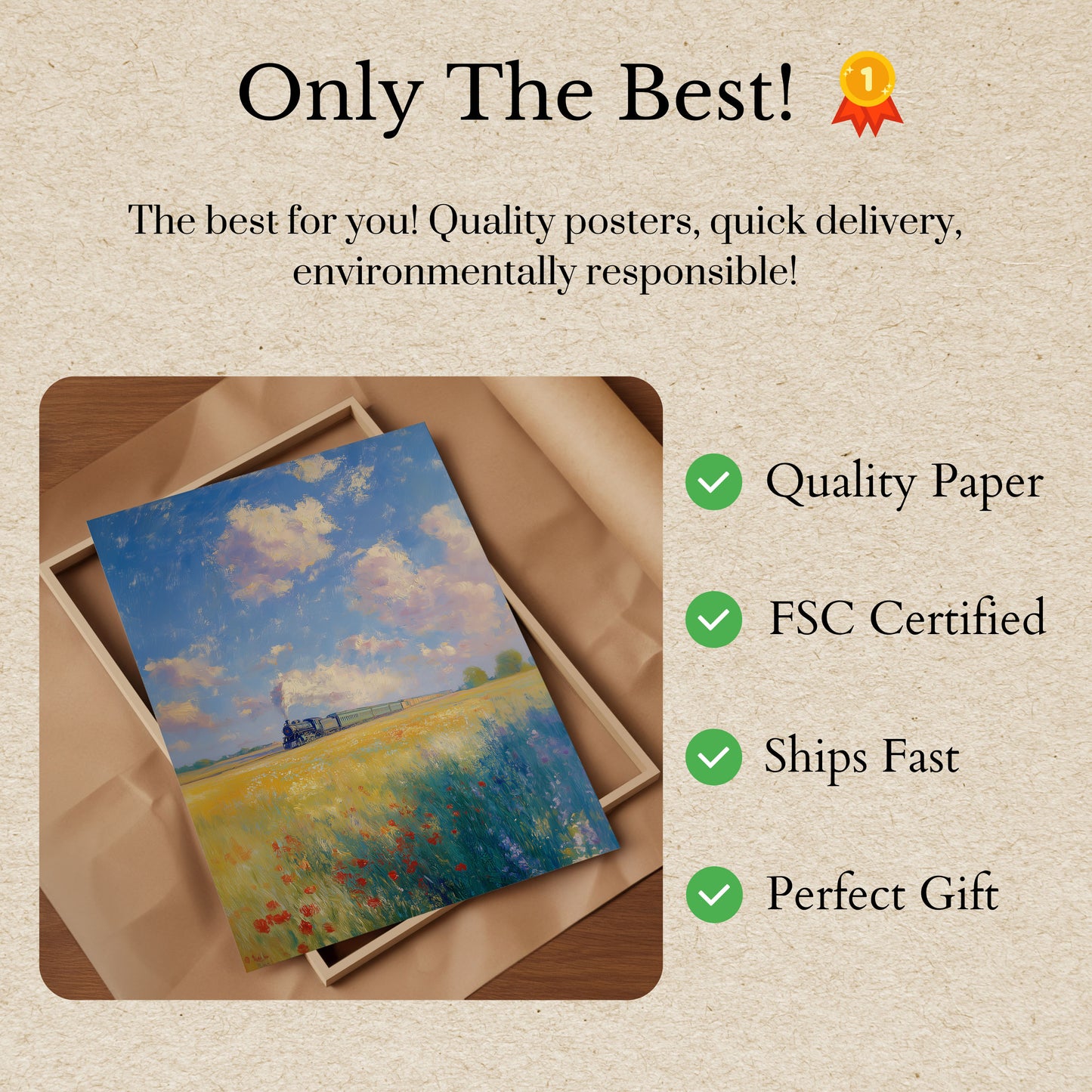 Plakat Pociąg Parowy Przez Złote Pola