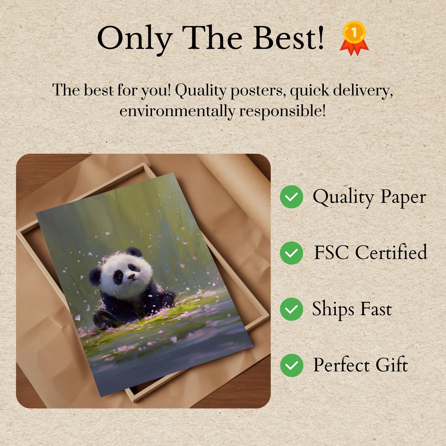 Cherry Blossom Panda Poster