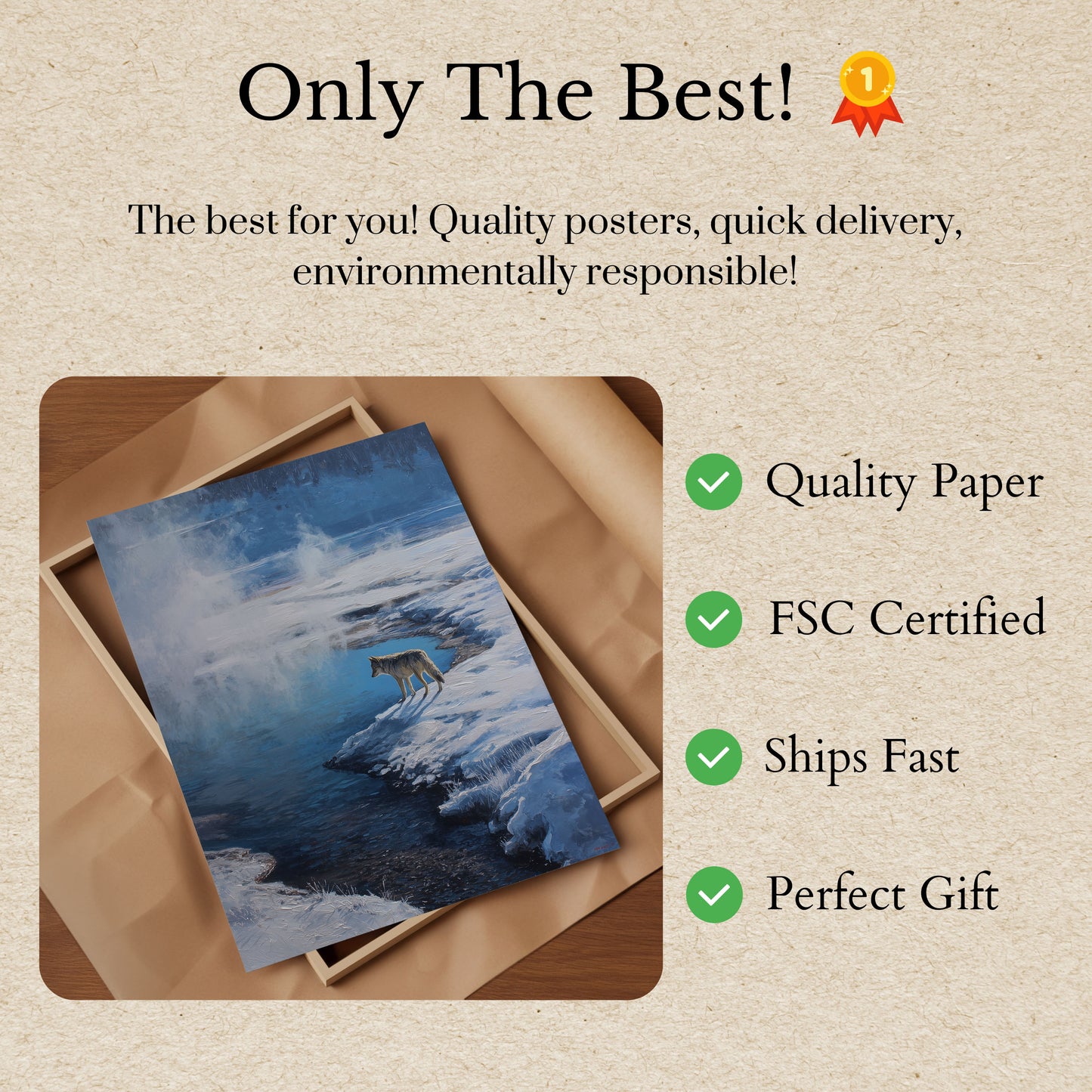 Affiche Loup dans un Paysage d'Hiver