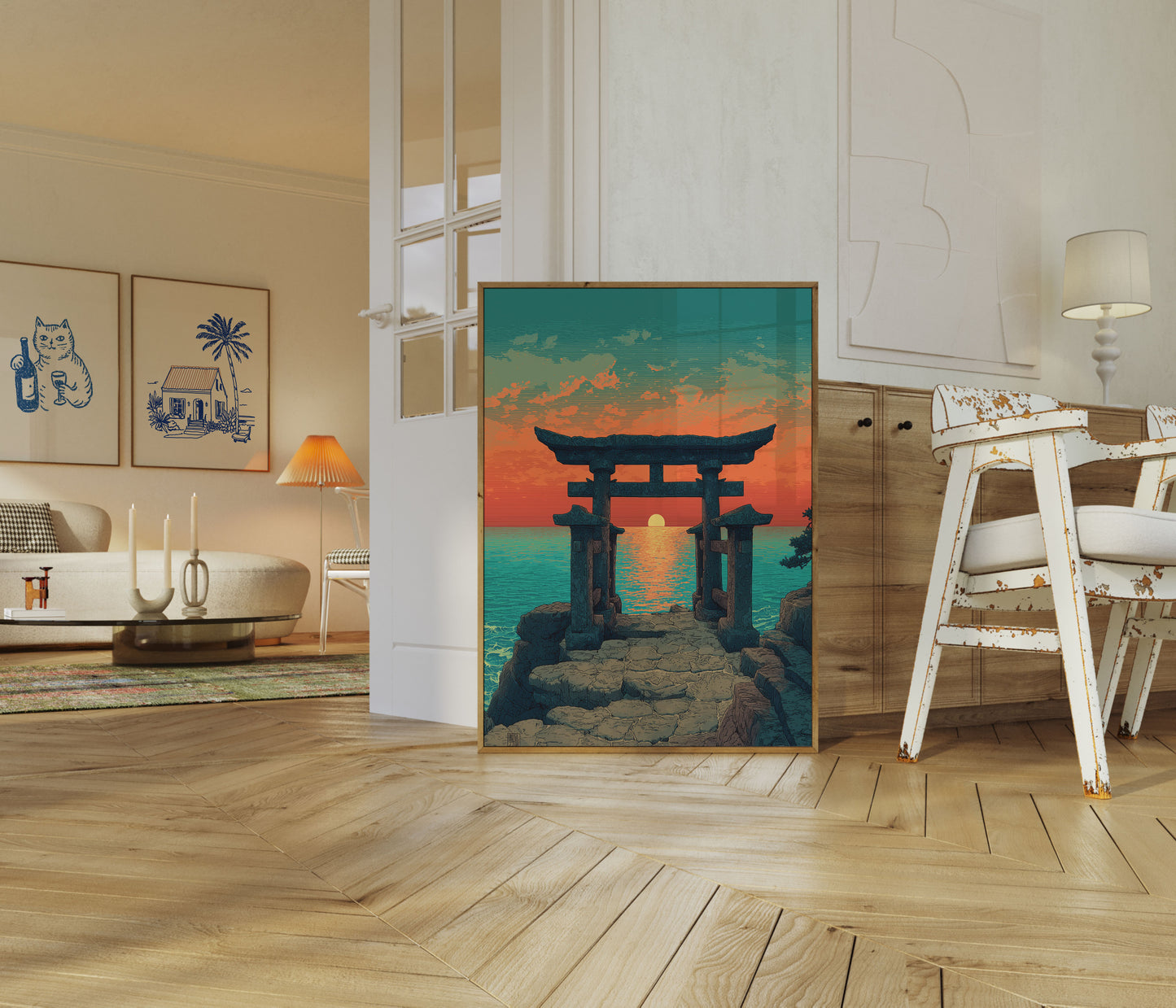 Japanese Torii Gate Sunset Poster