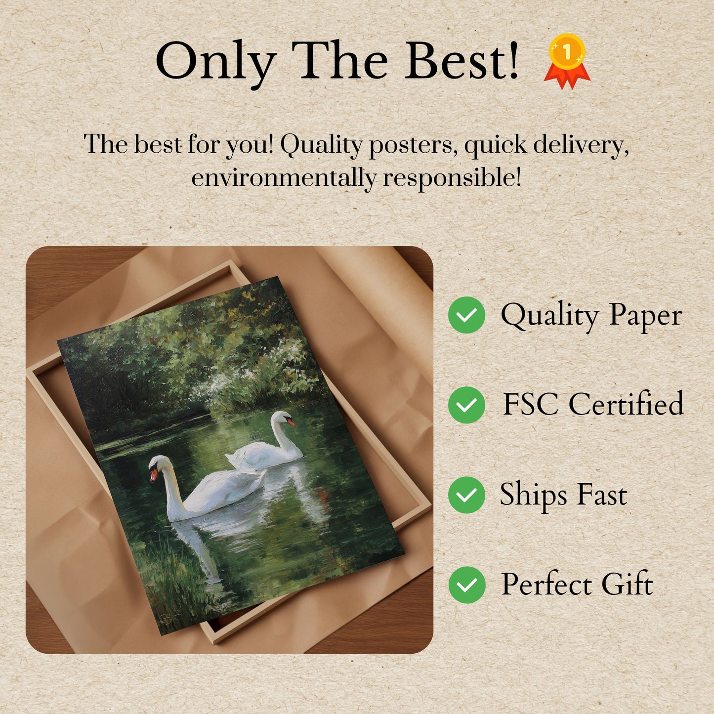 Elegant Swans Lake Scene Poster