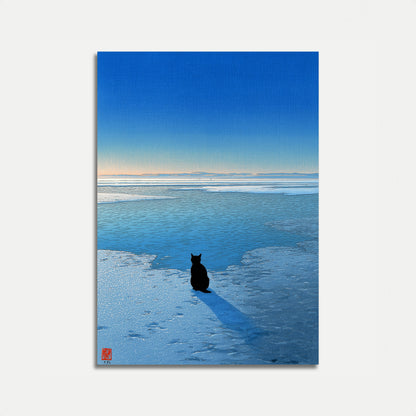 Affiche Chat Contemplant l'Océan