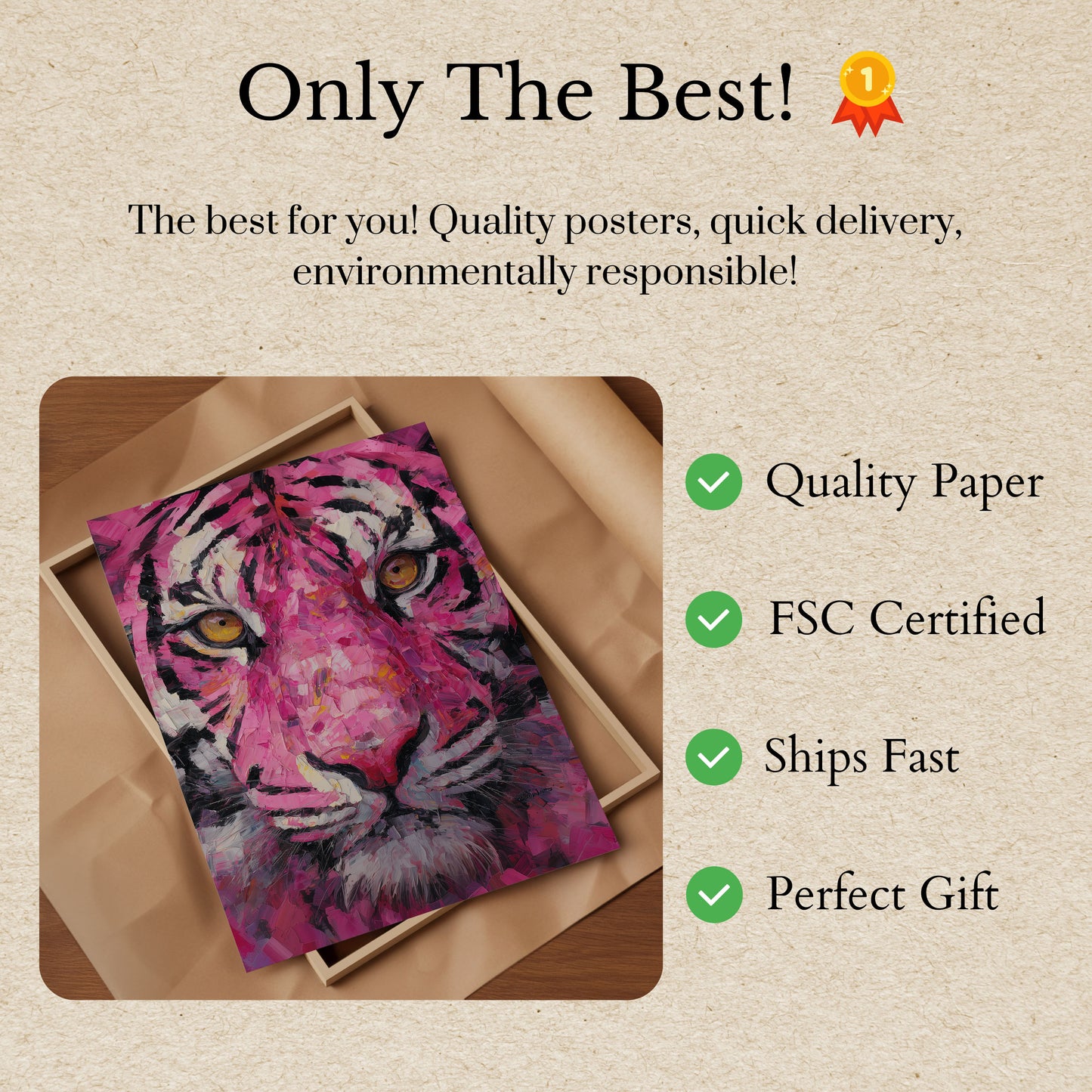 Pink Passion Tiger Art Poster