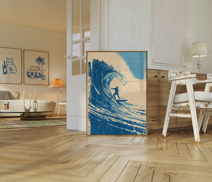 Póster de Surfista Montando Ola del Océano