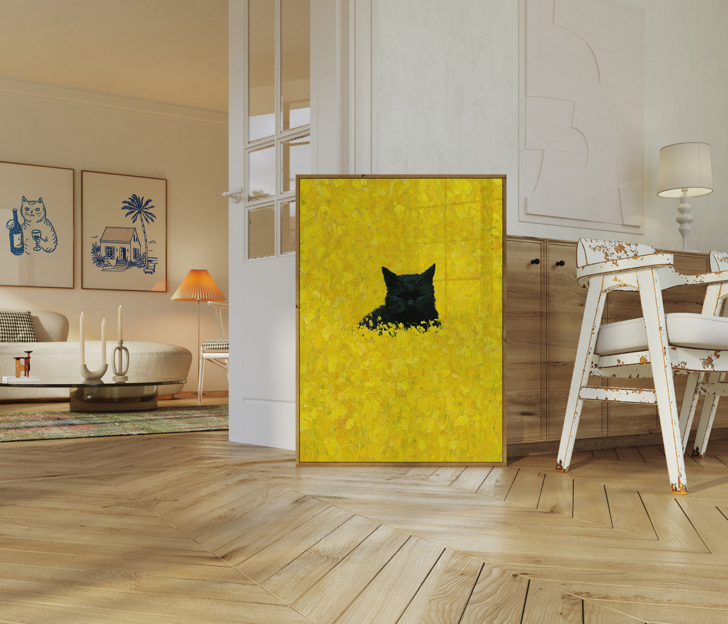 Gato Preto em Cartaz Amarelo