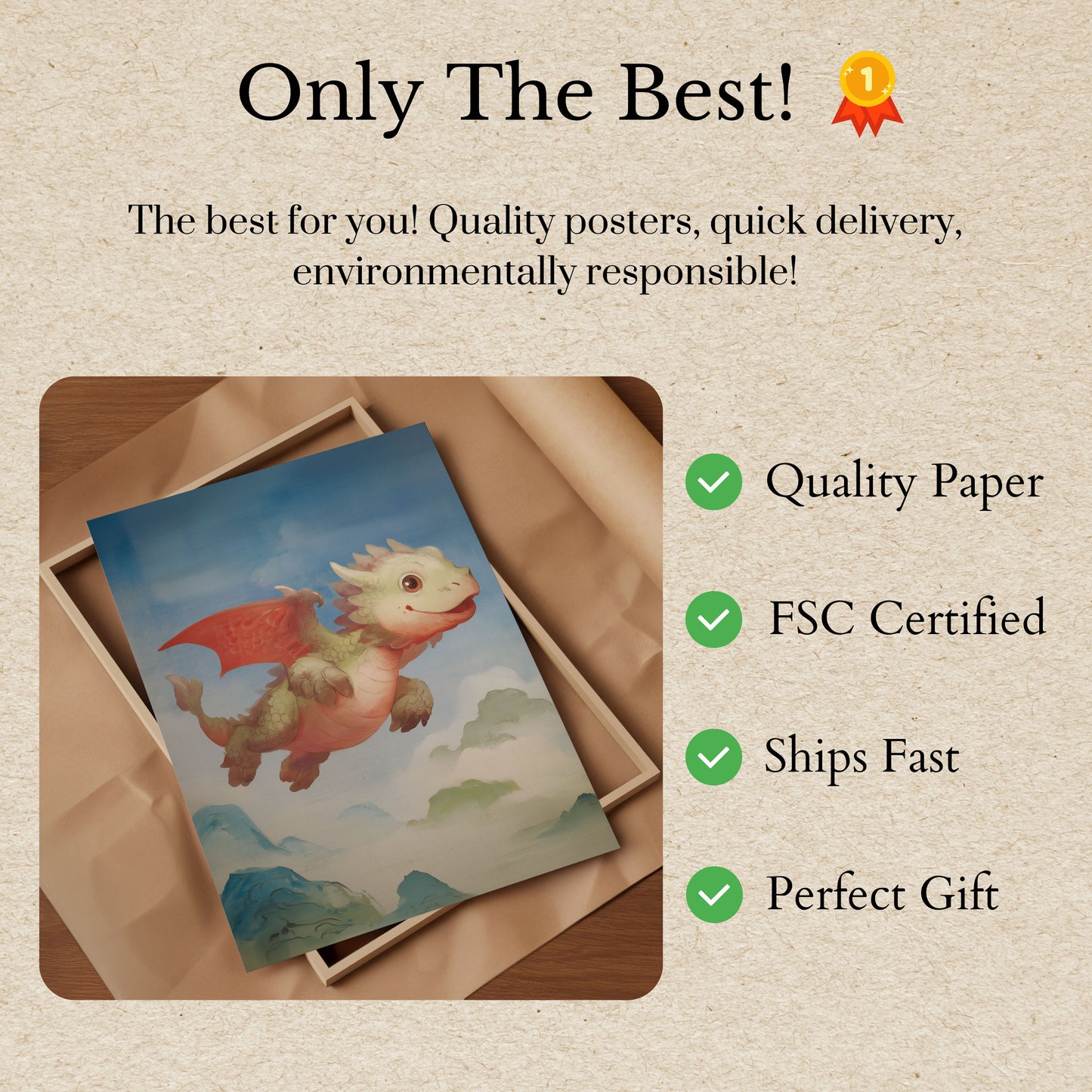 Póster del dragón del cielo juguetón