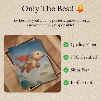 Póster del dragón del cielo juguetón