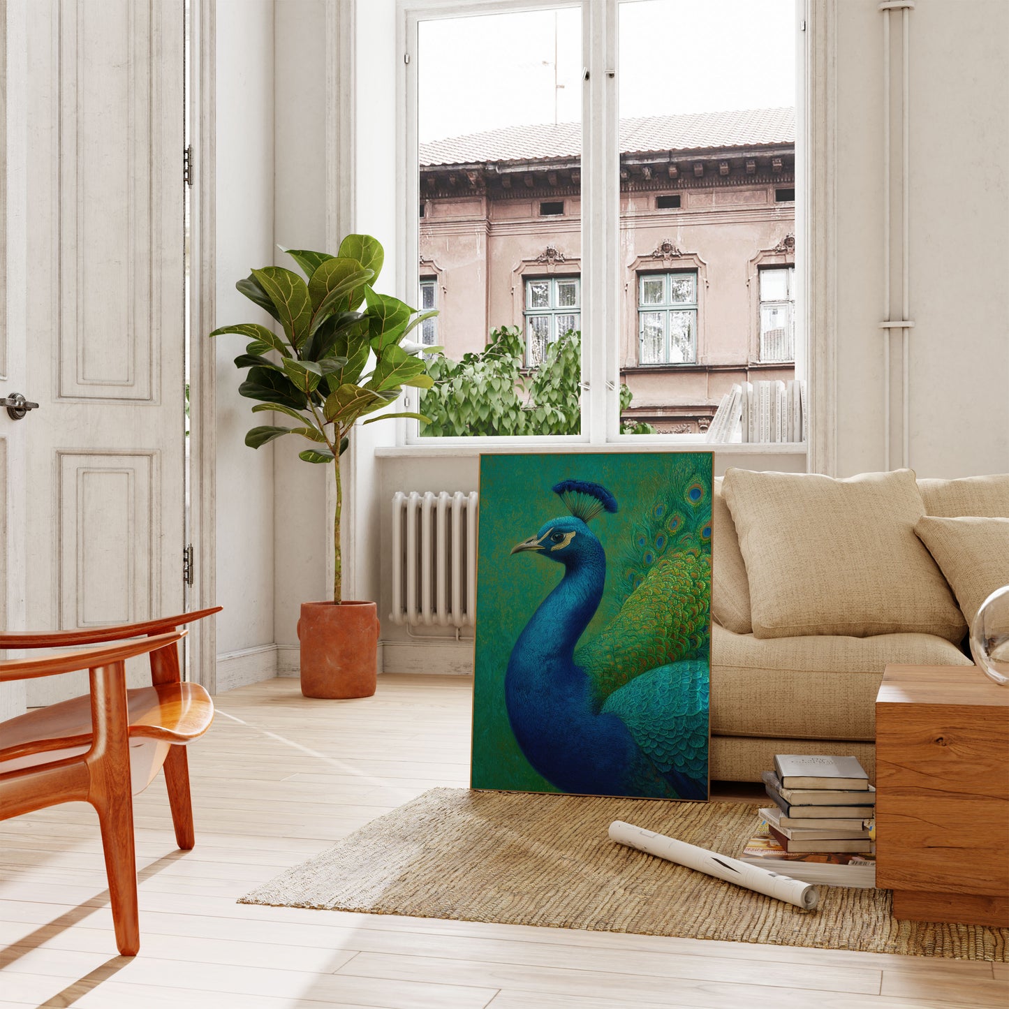 Majestic Blue Peacock Poster