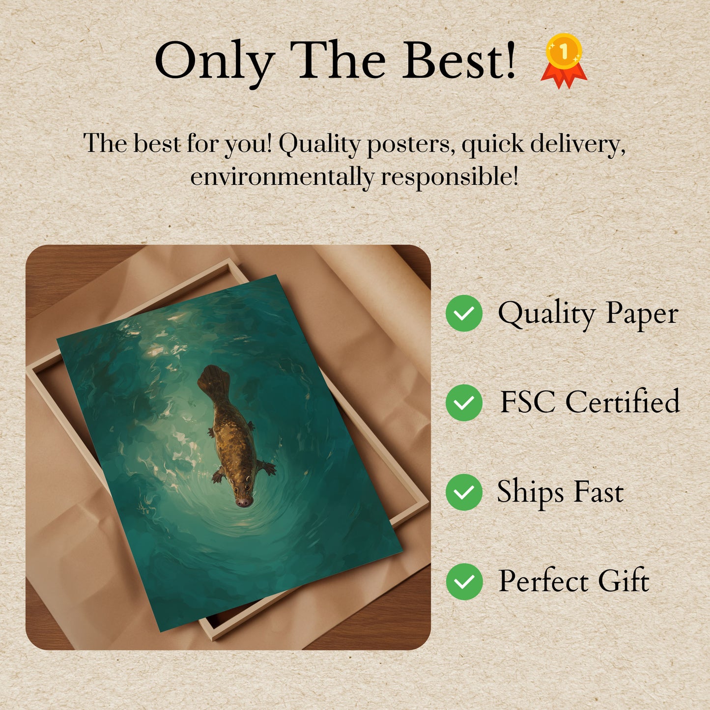 Póster de Ornitorrinco Nadando en el Agua