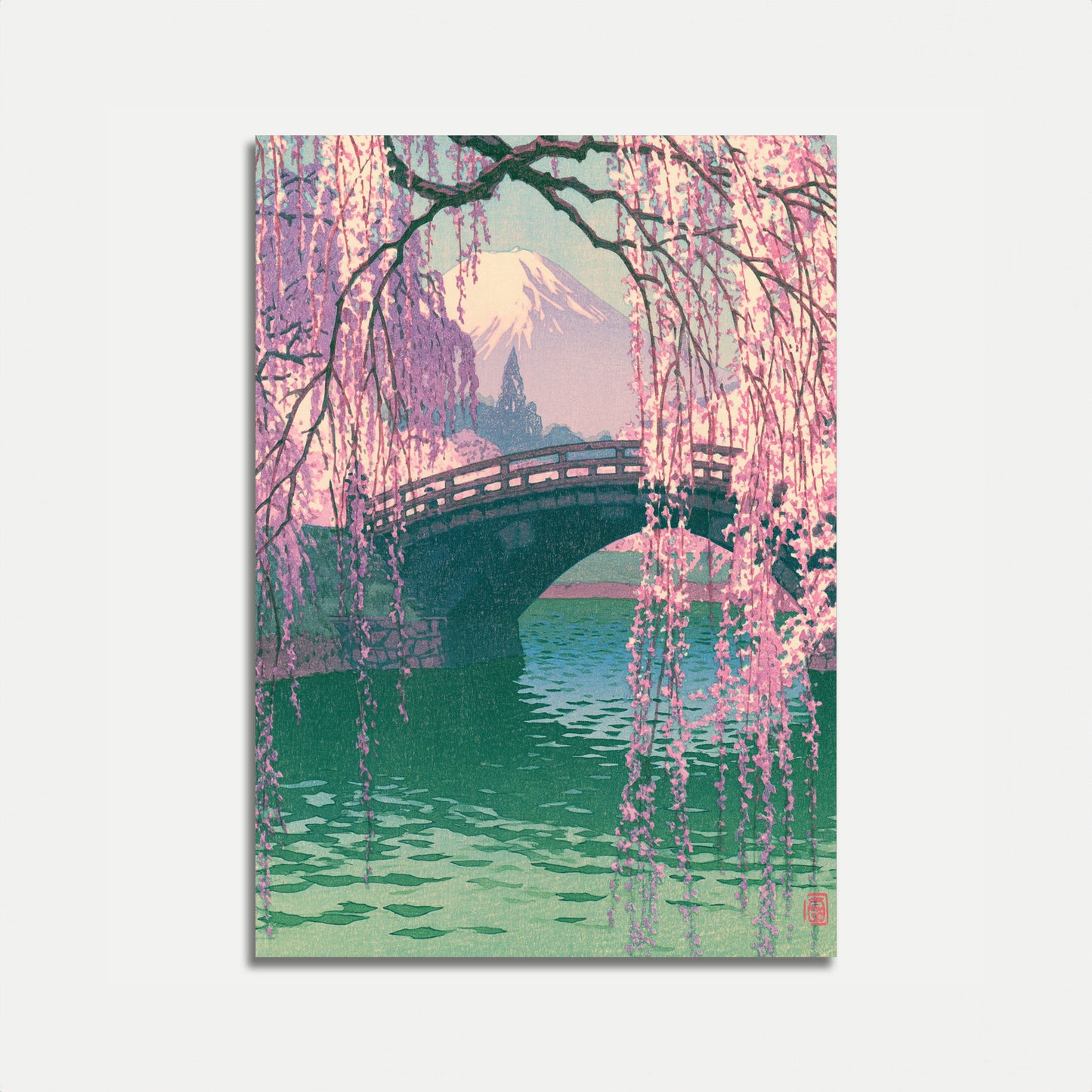 Poster Ponte Montagna Fiori Ciliegio