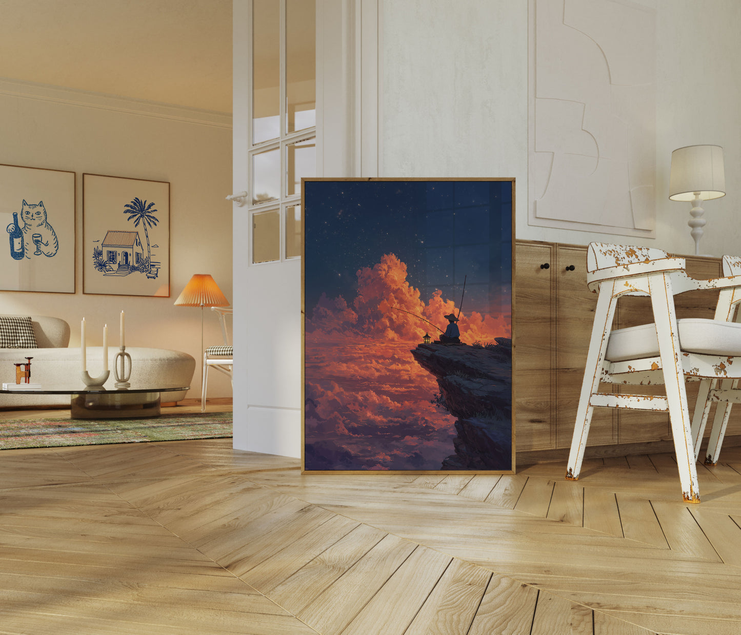 Starlit Fishing Solitude Poster