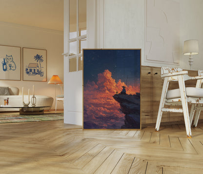 Starlit Fishing Solitude Poster