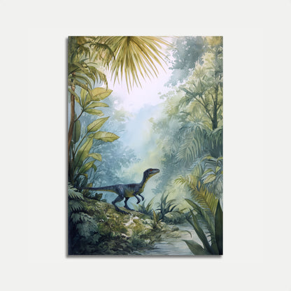 Póster de Velociraptor de la jungla prehistórico