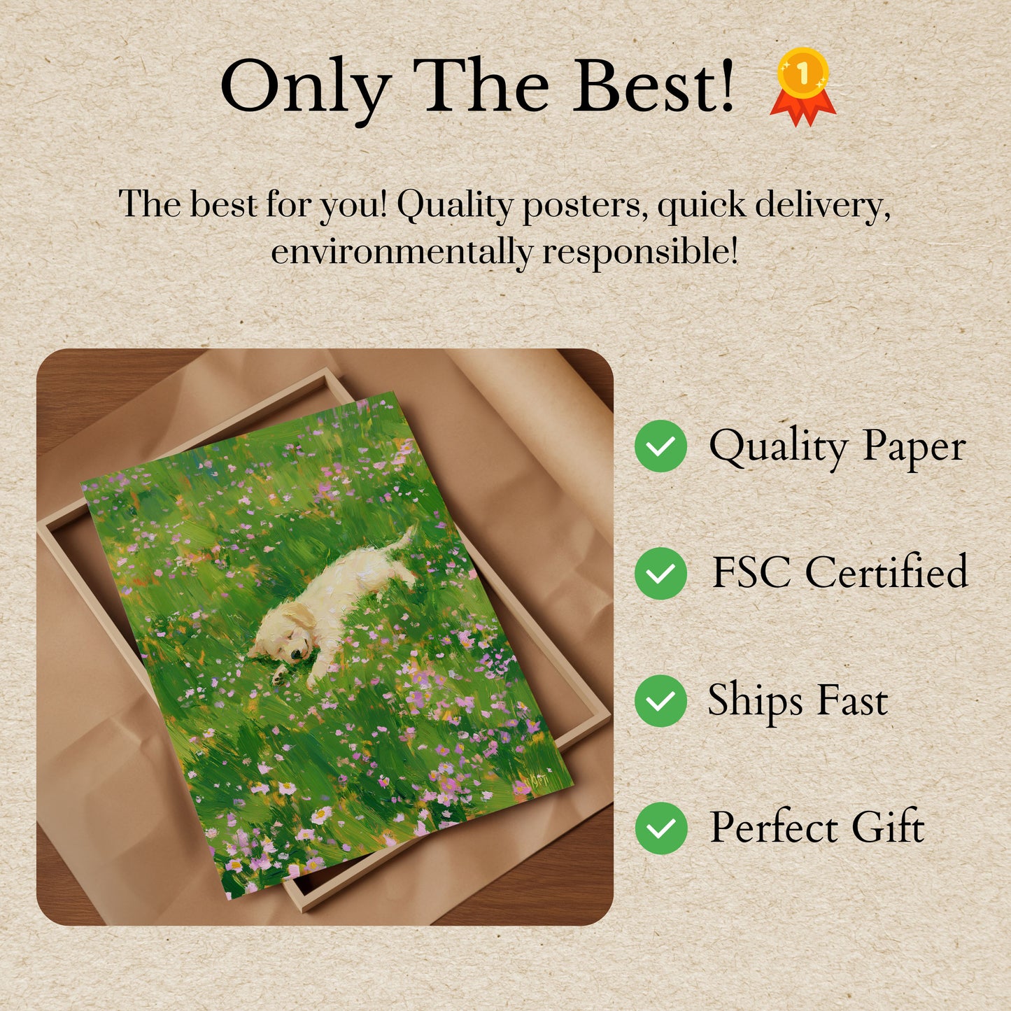 Poster Golden Retriever in Fiore