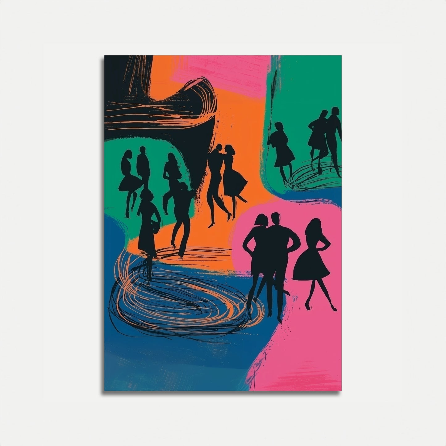 Dynamic Dance Silhouettes Poster