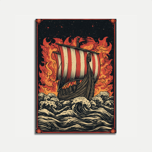 Burning Viking Longship Poster