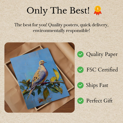 Dove on Branch Nature Poster