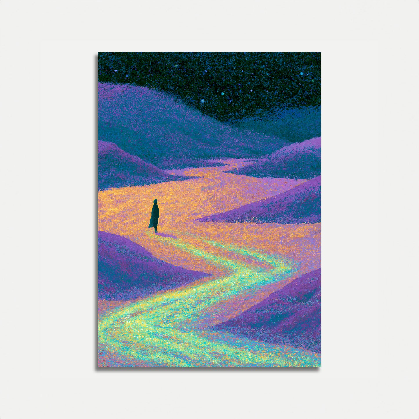 Póster de Figura Solitaria en Valle Colorido