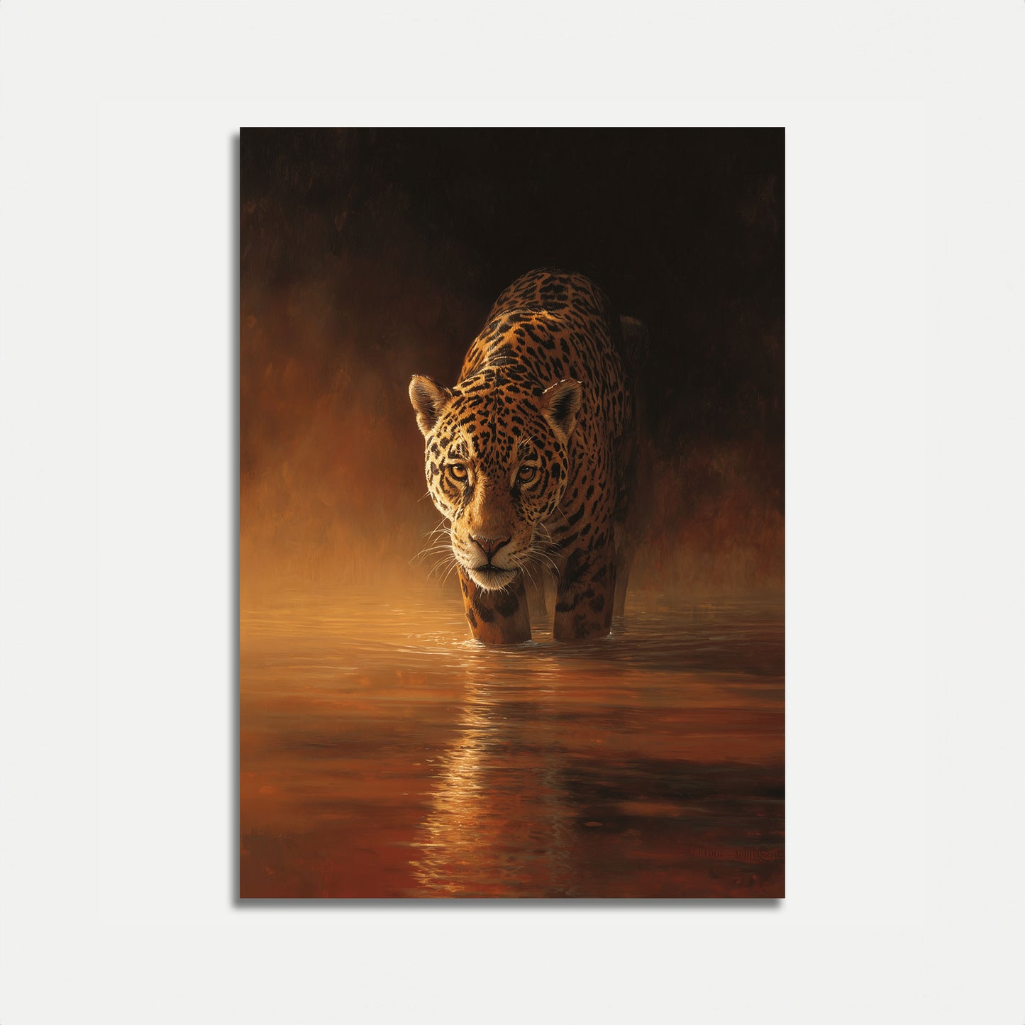 Jaguar Wading Through Water Poster
