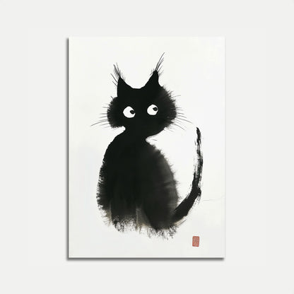 Curious Black Cat Ink Poster
