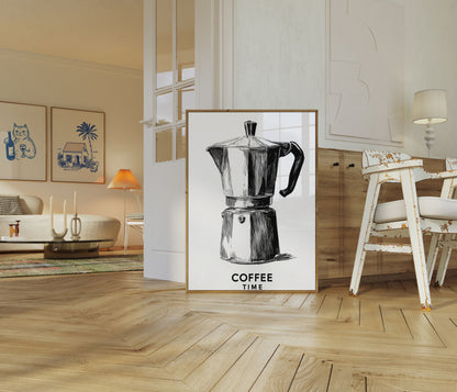 Classic Moka Pot Coffee Time Poster