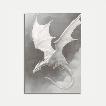 Ethereal White Dragon Flight Poster