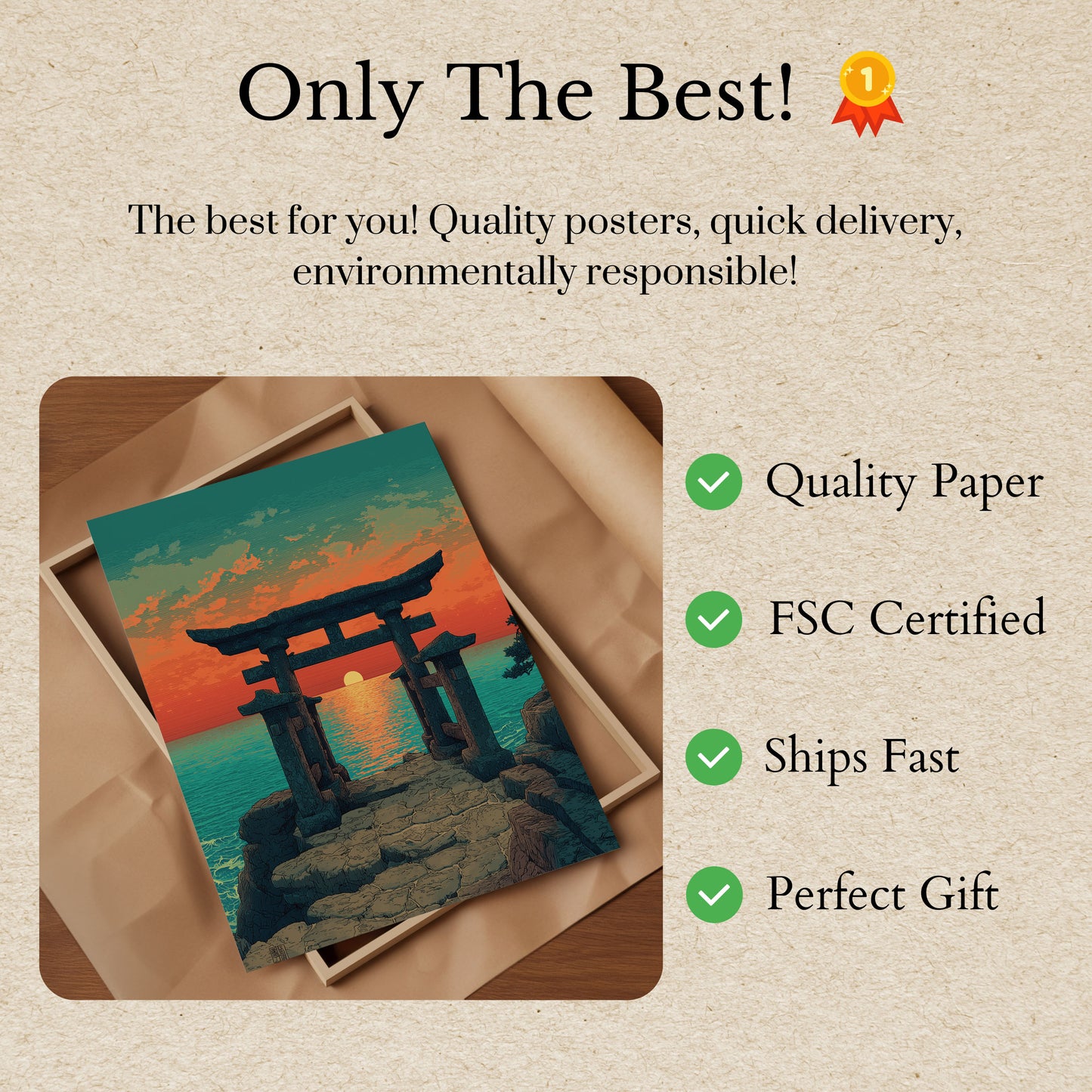 Japanese Torii Gate Sunset Poster