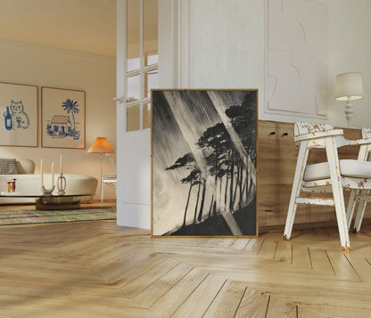 Windswept Trees in Storm Poster