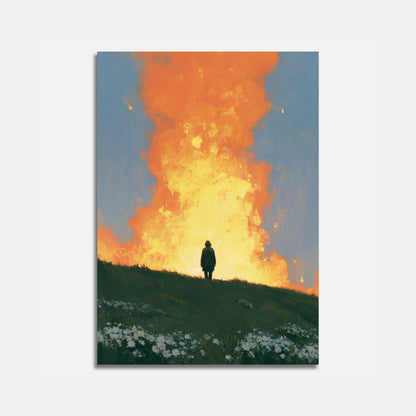 Solitary Figure Before Inferno Poster