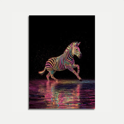 Neon Zebra Leap Poster