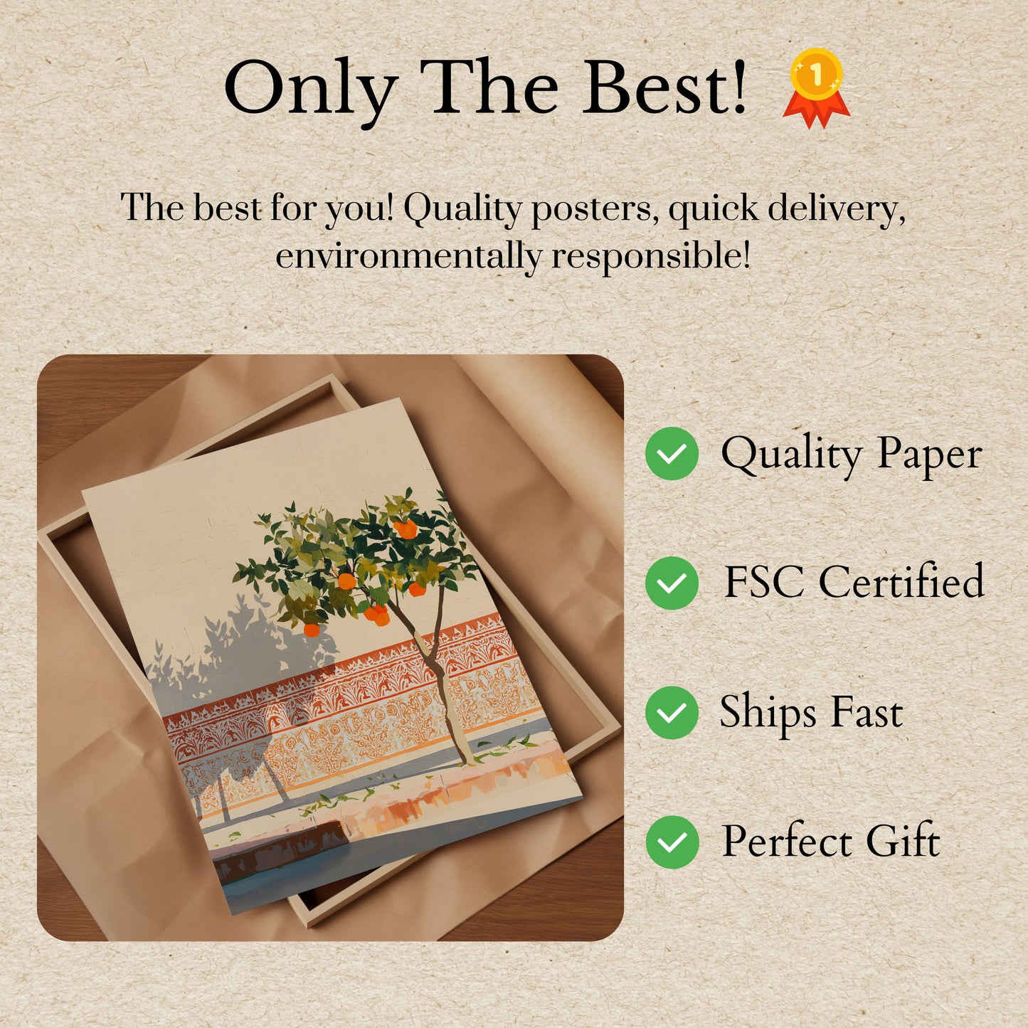 Póster Botánico de Arboleda de Naranjos