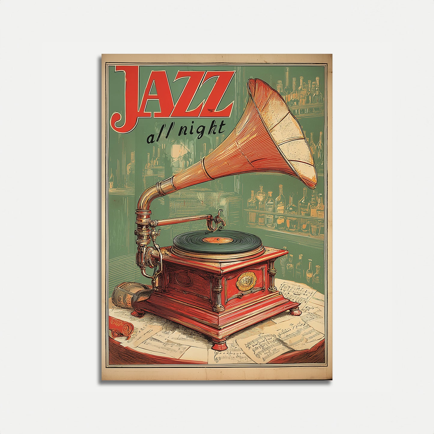 Jazz All Night Vintage Poster