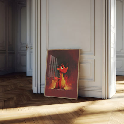 Fiery Dragon Flame Guardian Poster