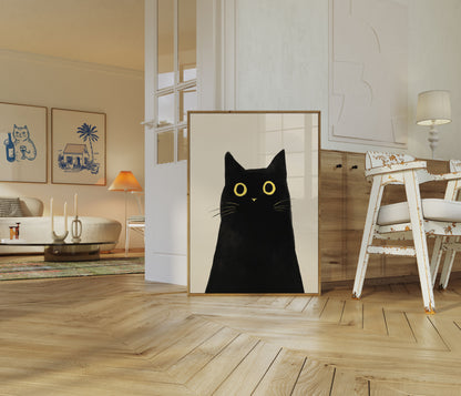 Curious Black Cat Poster