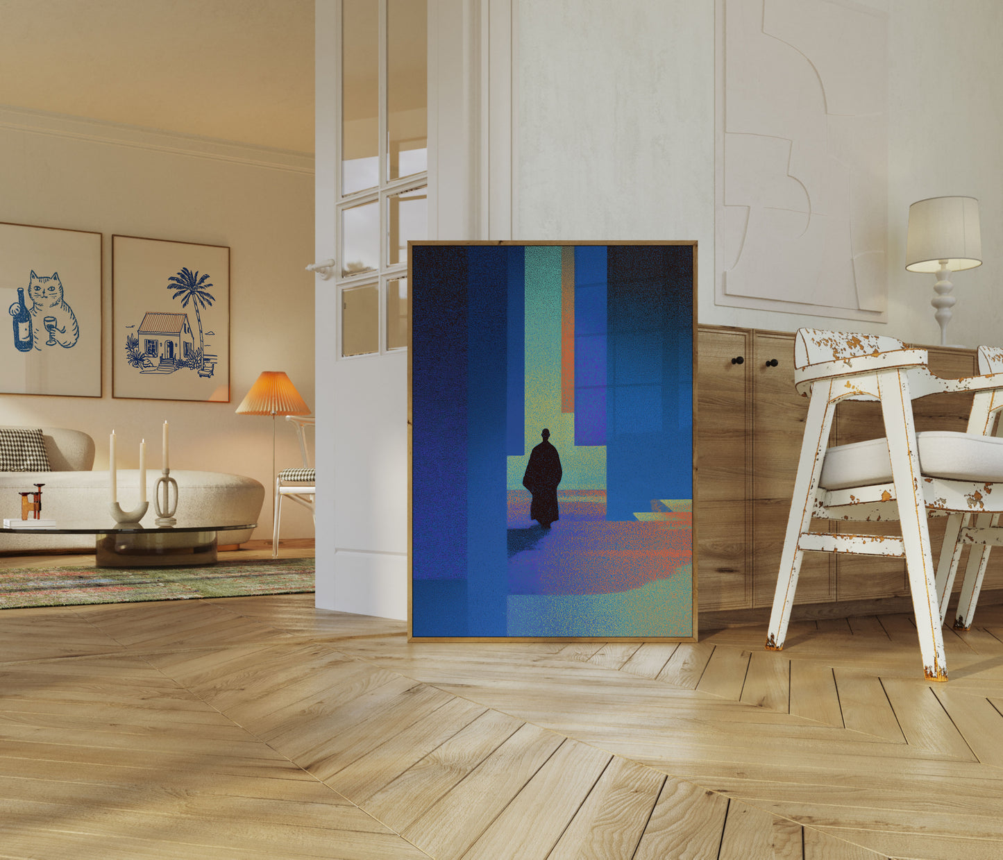 Figura Solitaria nel Poster del Labirinto Colorato