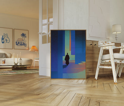 Figura Solitaria nel Poster del Labirinto Colorato