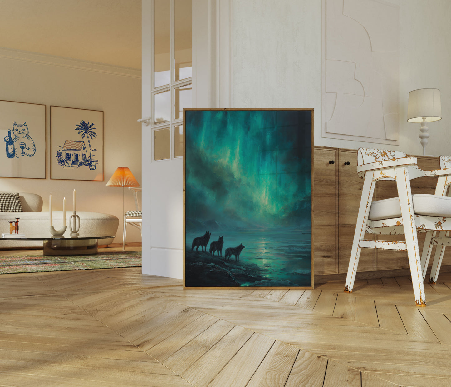 Póster de Lobos junto al Lago Luminoso