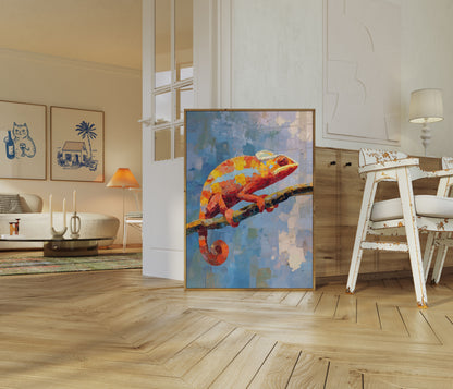 Poster Camaleonte Vibrante su Ramo