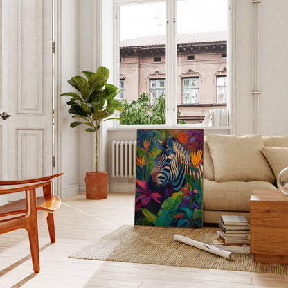 Colorful Zebra Botanical Poster