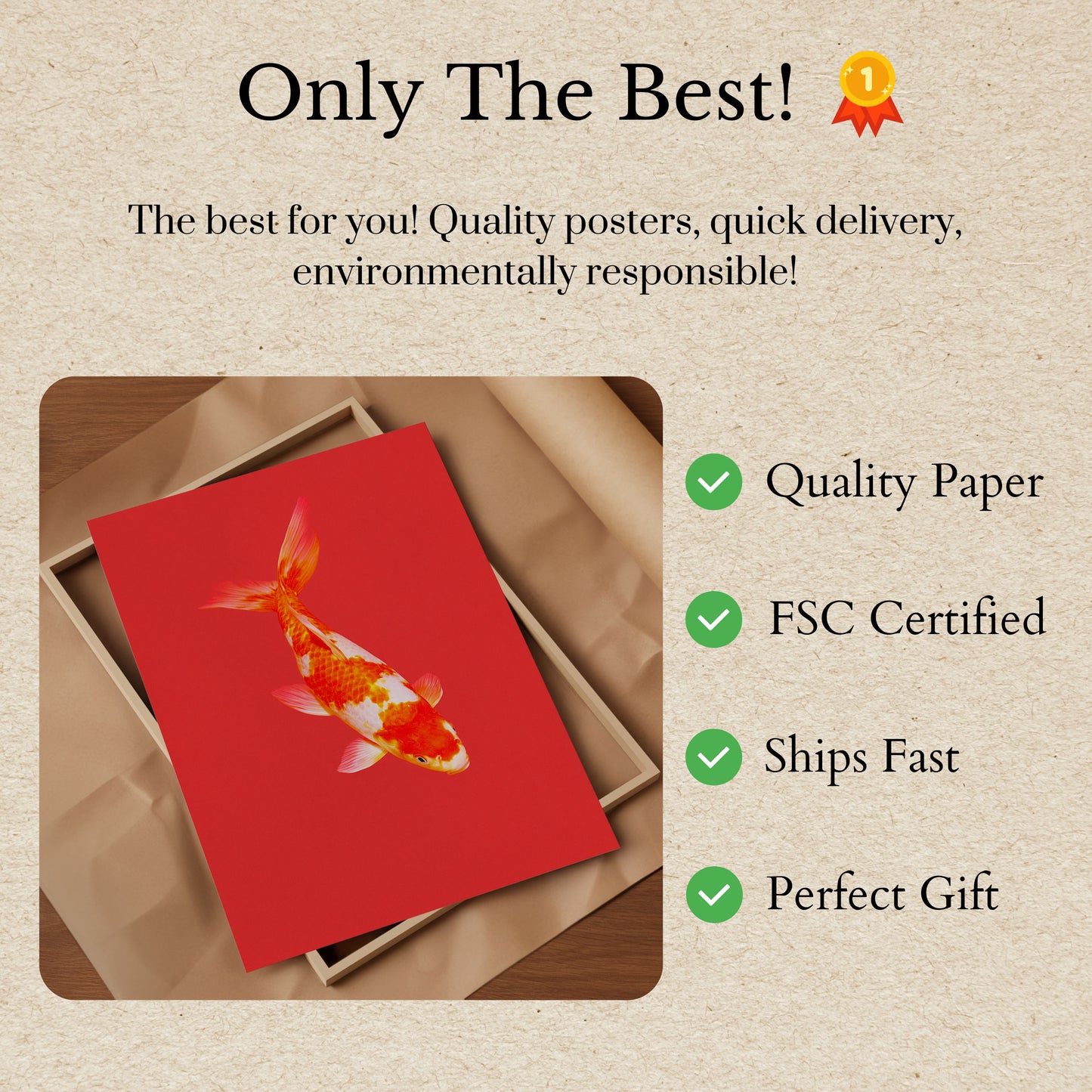 Poster Pesce Koi Rosso e Oro