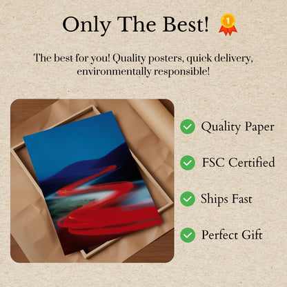 Crimson Velocity Mountain Poster