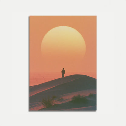 Wüsten-Sonnenuntergang-Poster mit einsamer Figur