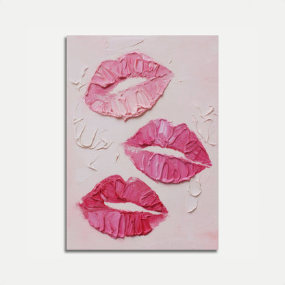 Pink Lips Textured Art Poster