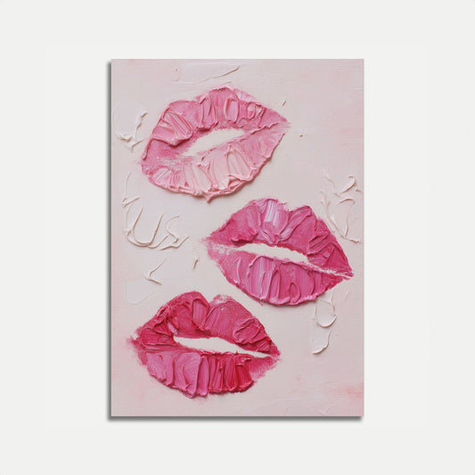 Póster de Arte Texturizado de Labios Rosados