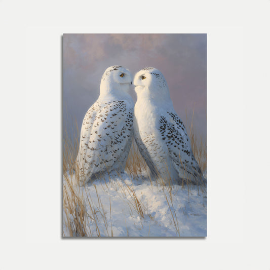 Affiche Hivernale du Couple de Harfang des Neiges